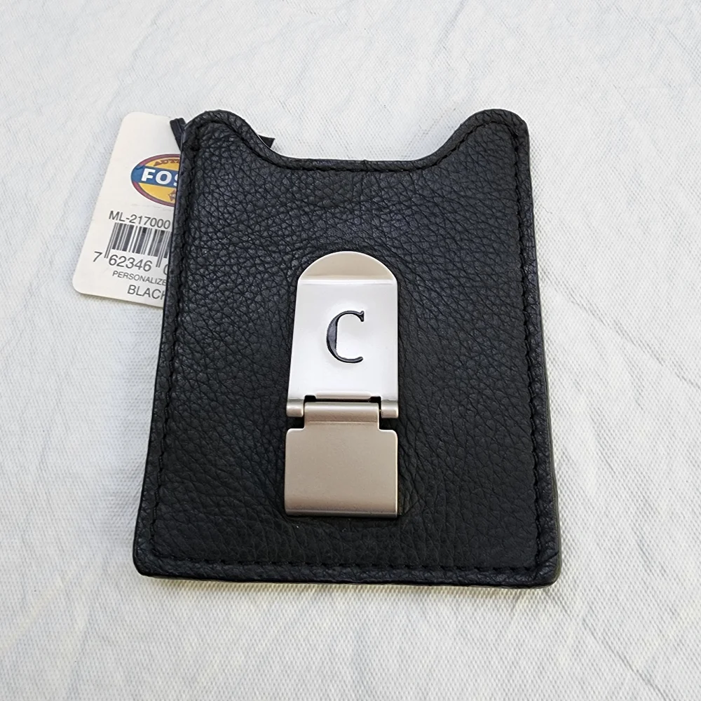 Fossil Money Clip Black Leather